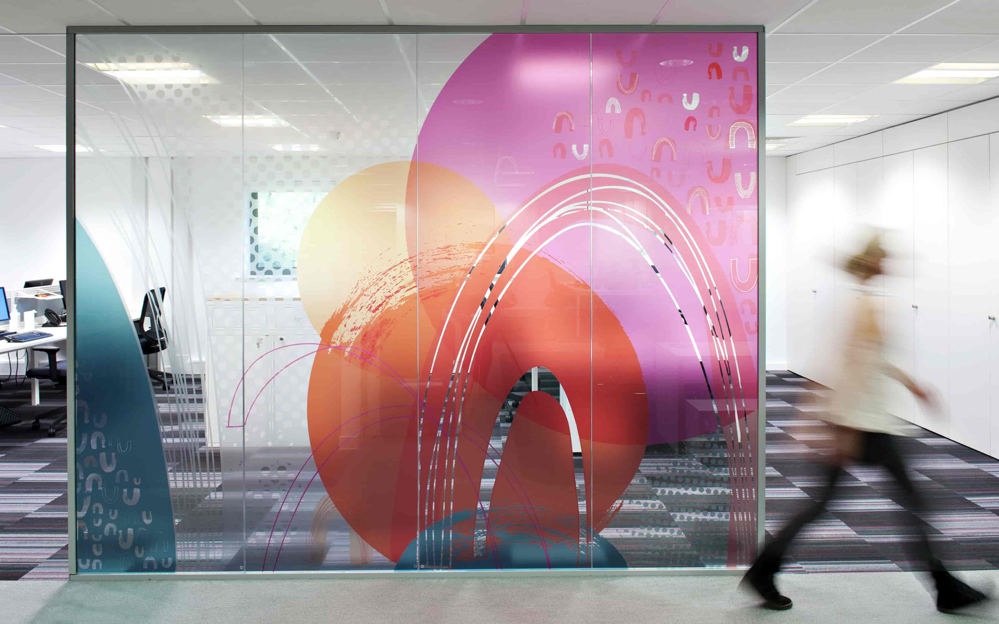 A beautiful printed film on a glass divider