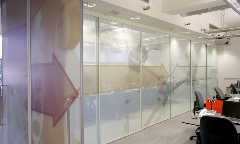 private conferece rooms can be created with frosted glass film