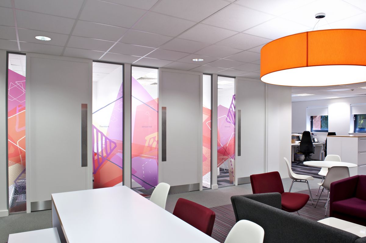 Inkjet printable window film in breakout area