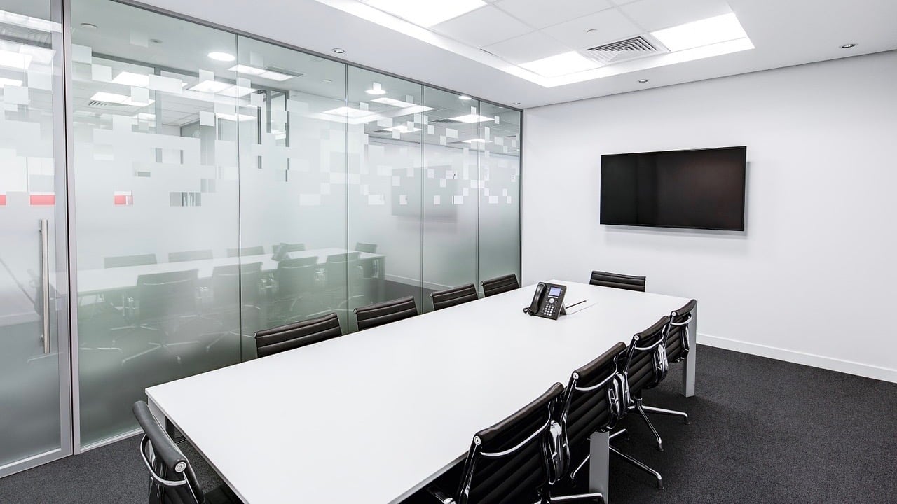 frosted glass in conference room